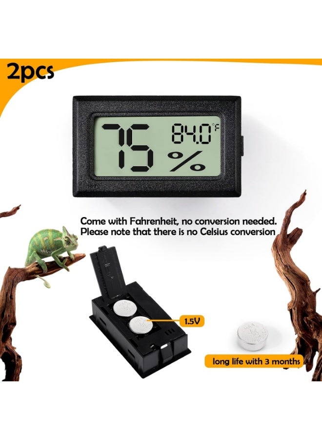 Meetion 2 PCS Rectangle Reptile Thermometer and Humidity Gauge for Bearded Dragon Accessories, Reptile Tank Accessories for Jumping Spider, Leopard Gecko, Hermit Crab, Gecko, Ball Python, Lizard - Image 3